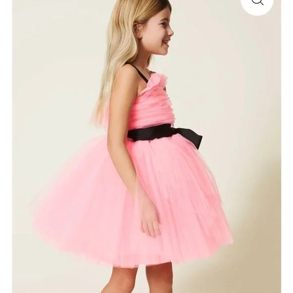 Twin-Set Pink Tulle Dress with Black Bow by designer Twinset